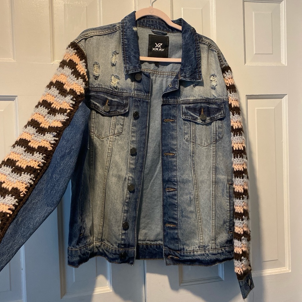 Denim Jacket with Custom Crochet